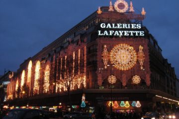 Les Galeries Lafayette avec les illuminations de Noël