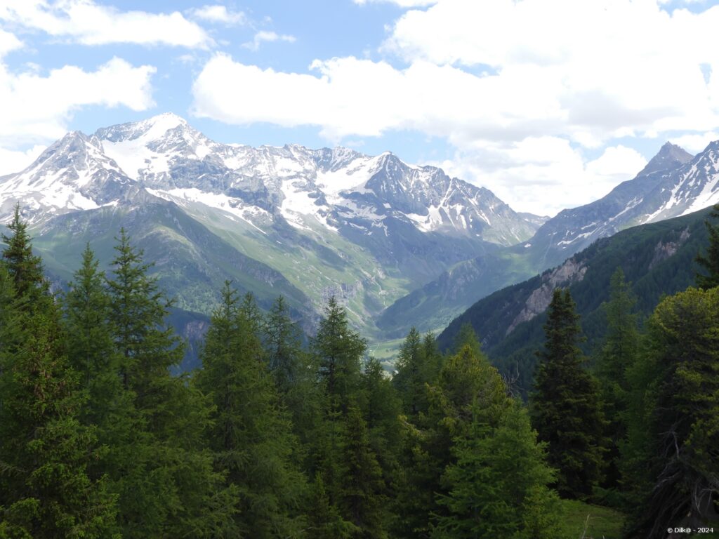 Le Mont Pourri à gauche et l'Aliet (aiguille pointue) à droite